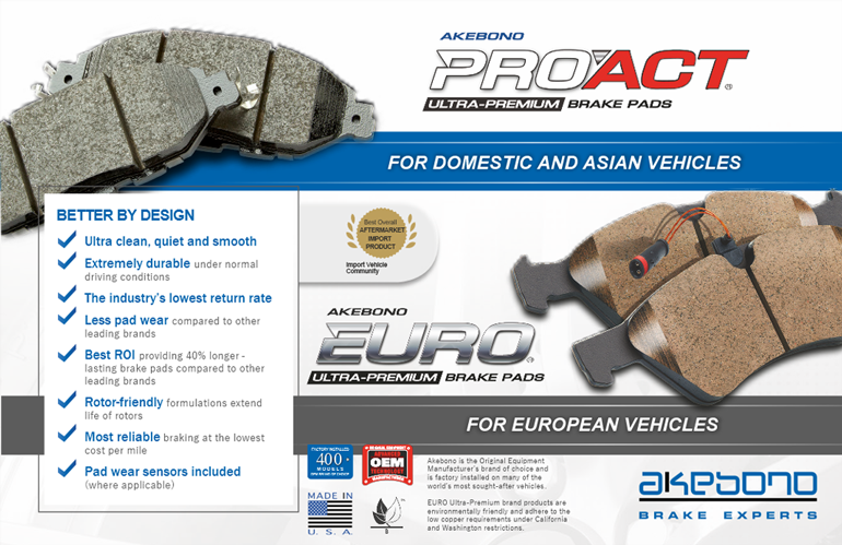 Akebono Por Act ultra premium brake pads